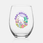 笑顔のバニー&イースターエッグ – エッグセラント春 ステムなしワイングラス (裏面)