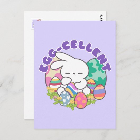 笑顔のバニー&イースターエッグ – エッグセラント春 ポストカード (正面/裏面)