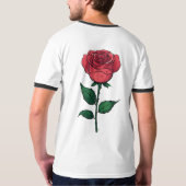 笑顔のバラ:超現実的ミニマルTシャツデザイン Tシャツ (裏面フル)