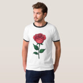 笑顔のバラ:超現実的ミニマルTシャツデザイン Tシャツ (正面フル)