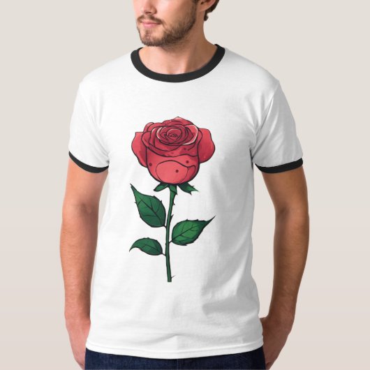 笑顔のバラ:超現実的ミニマルTシャツデザイン Tシャツ (正面)