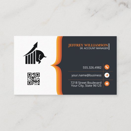 笑顔のビジネスマン |会社 | QRコード 名刺 (裏面)