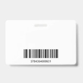 笑顔のビジネスマン |財務ロゴ |バーコード バッジ (裏面)