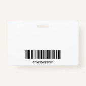 笑顔のビジネスマン |財務ロゴ |バーコード バッジ (裏面)