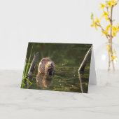 笑顔のビーバー カード (黄色い花)