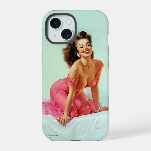 笑顔のピンアップ iPhone 15ケース (裏面)