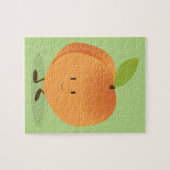 笑顔のピーチフルーツ漫画のキャラクターおもしろい食品 ジグソーパズル (横)