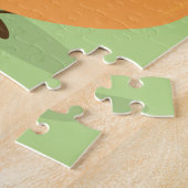 笑顔のピーチフルーツ漫画のキャラクターおもしろい食品 ジグソーパズル (側面)