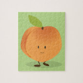 笑顔のピーチフルーツ漫画のキャラクターおもしろい食品 ジグソーパズル (縦)