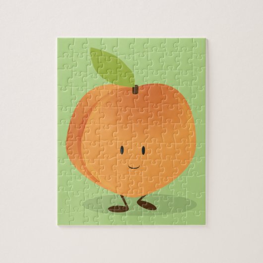 笑顔のピーチフルーツ漫画のキャラクターおもしろい食品 ジグソーパズル (縦)