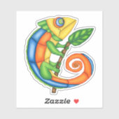 笑顔のファンタジーカラフルトカゲの葉オンスティック シール (シート)