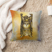 笑顔のブッダオレンジ絞り染め クッション (ブランケット)