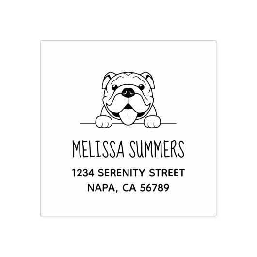 笑顔のブルドッグペットのアドレス ラバースタンプ (インプリント)