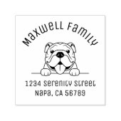 笑顔のブルドッグペットアーチファミリーアドレス セルフインキングスタンプ (デザイン)
