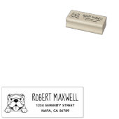 笑顔のブルドッグペット差出人住所 ラバースタンプ (押印)