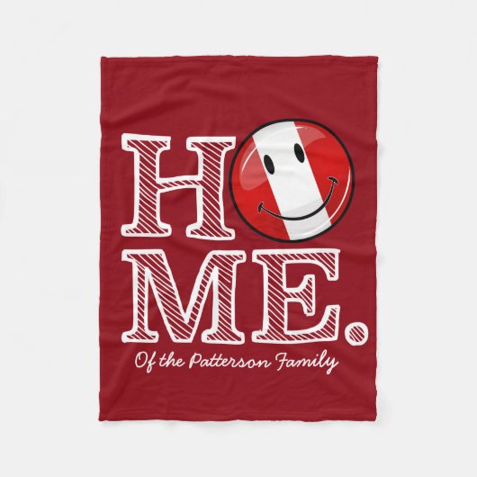 笑顔のペルー国旗|ハウスウォーマー フリースブランケット (正面)