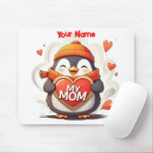 笑顔のペンギン保持ハートサイン私の母 マウスパッド (マウス)