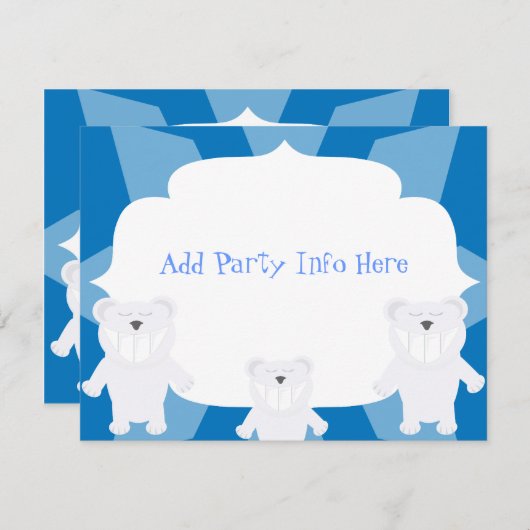 笑顔のホッキョクグマおもしろいかわいいマンガアート (正面/裏面)