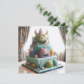 笑顔のモンスターズ飾子供の誕生日ケーキ カード (スタンド正面)