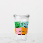 笑顔のモンスターブロック顔 アクリルタンブラー (右)