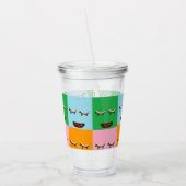 笑顔のモンスターブロック顔 アクリルタンブラー (左)