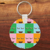 笑顔のモンスターブロック顔 キーホルダー (正面)