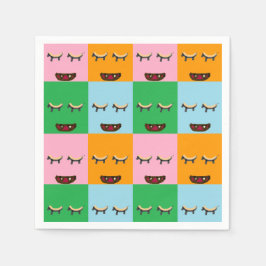 笑顔のモンスターブロック顔 スタンダードカクテルナプキン