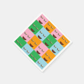 笑顔のモンスターブロック顔 スタンダードカクテルナプキン (角)