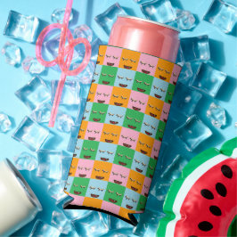 笑顔のモンスターブロック顔 スリム缶クーラー