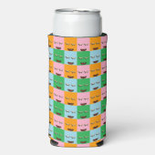 笑顔のモンスターブロック顔 スリム缶クーラー (Seltzer正面)