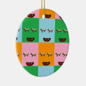 笑顔のモンスターブロック顔 セラミックオーナメント (右)