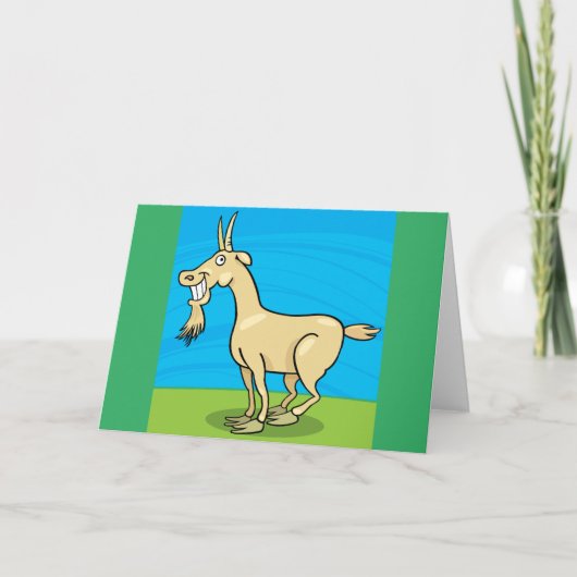 笑顔のヤギの漫画ファーム動物 カード (正面)