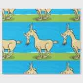 笑顔のヤギの漫画ファーム動物 ラッピングペーパー (フラット)