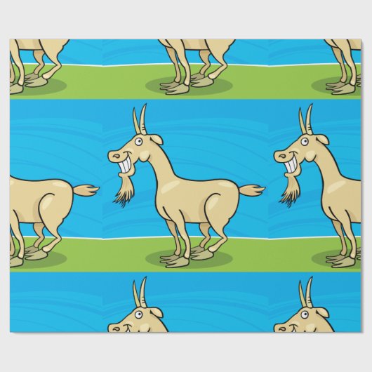 笑顔のヤギの漫画ファーム動物 ラッピングペーパー (フラット)