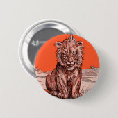 笑顔のライオン 缶バッジ (正面&裏面)