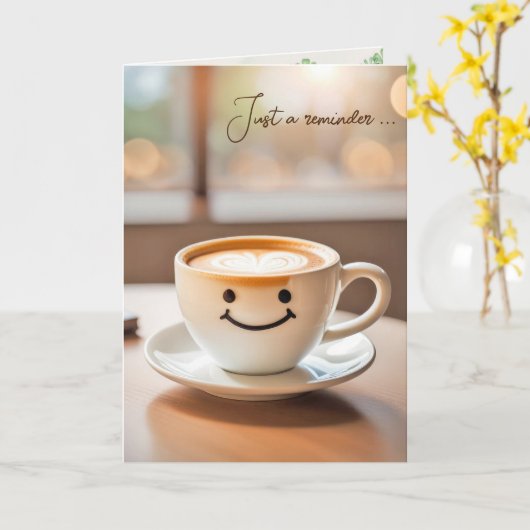 笑顔のラテ誕生日 カード (黄色い花)