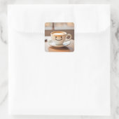 笑顔のラテ（ウィンドウ） スクエアシール (バッグ)