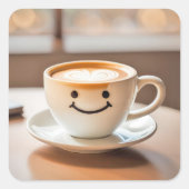 笑顔のラテ（ウィンドウ） スクエアシール (正面)