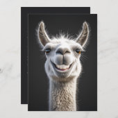 笑顔のラマ閉じる 招待状 (正面/裏面)