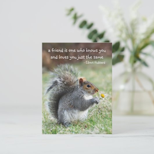 笑顔のリス友情引用文はがき ポストカード (スタンド正面)