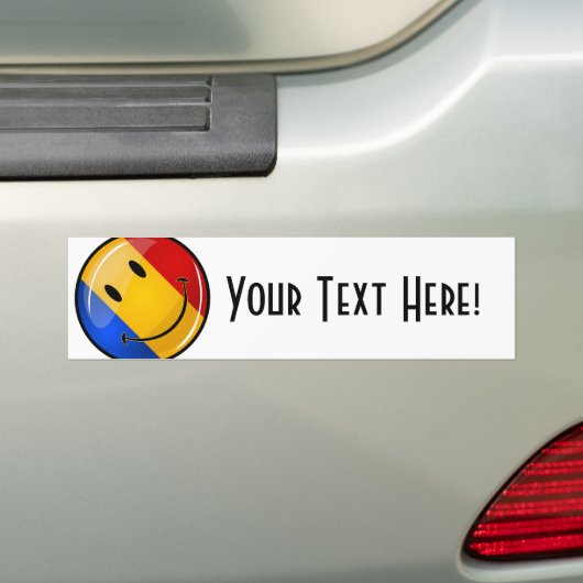 笑顔のルーマニア国旗 バンパーステッカー (車上)