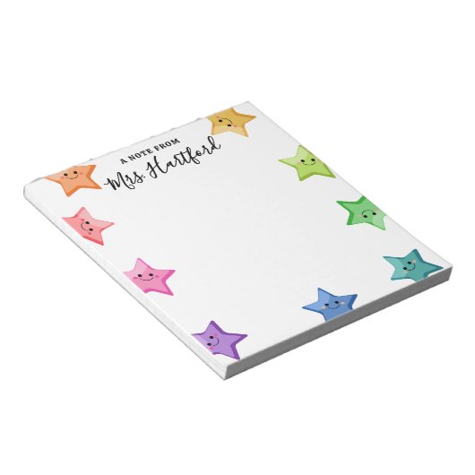 笑顔のレインボースターズノートfrom先生 ノートパッド (アングル)