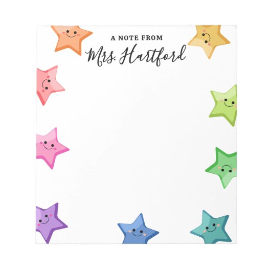 笑顔のレインボースターズノートfrom先生 ノートパッド (正面)