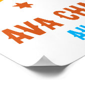 笑顔のレトロカスタム太陽ベビー名BIRTHDATE Art ポスター (角)