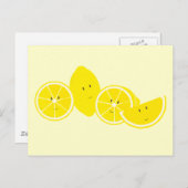 笑顔のレモンキャラクターのグループ ポストカード (正面/裏面)
