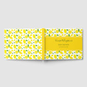 笑顔のレモン黄色の白い緑の赤ちゃんシャワー ゲストブック (全面)