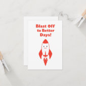 笑顔のロケットで新しいスタートを応援！ - 面白いロケットのポストカード カード (正面/裏面インサイチュ)