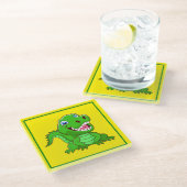 笑顔のワニ漫画–64836 ガラスコースター (アングル)