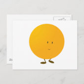 笑顔の全体オレンジ色のキャラクター ポストカード (正面/裏面)