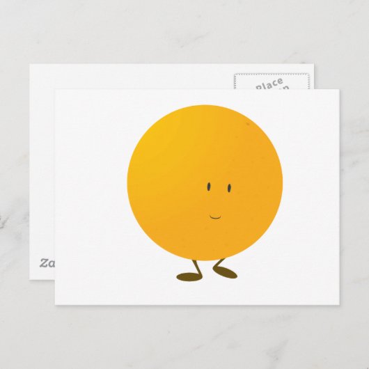 笑顔の全体オレンジ色のキャラクター ポストカード (正面/裏面)